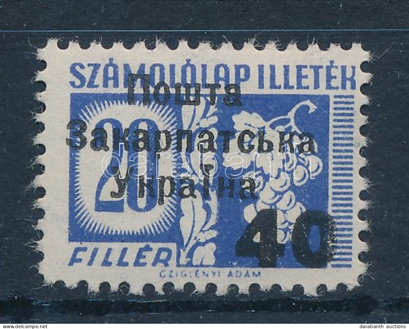 ** Ungvár II. 1945 Számolólap Illeték 40/20f (90.000) Signed: Bodor - Sonstige & Ohne Zuordnung