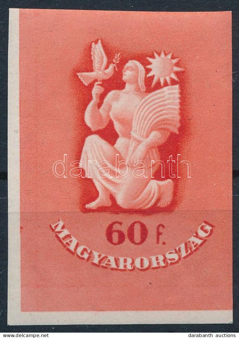 ** 1947 Béke ívsarki Vágott Bélyeg (100.000) (néhány Szokásos Ránc) / Mi 993 Imperforate Corner Stamp (some Usual Crease - Autres & Non Classés