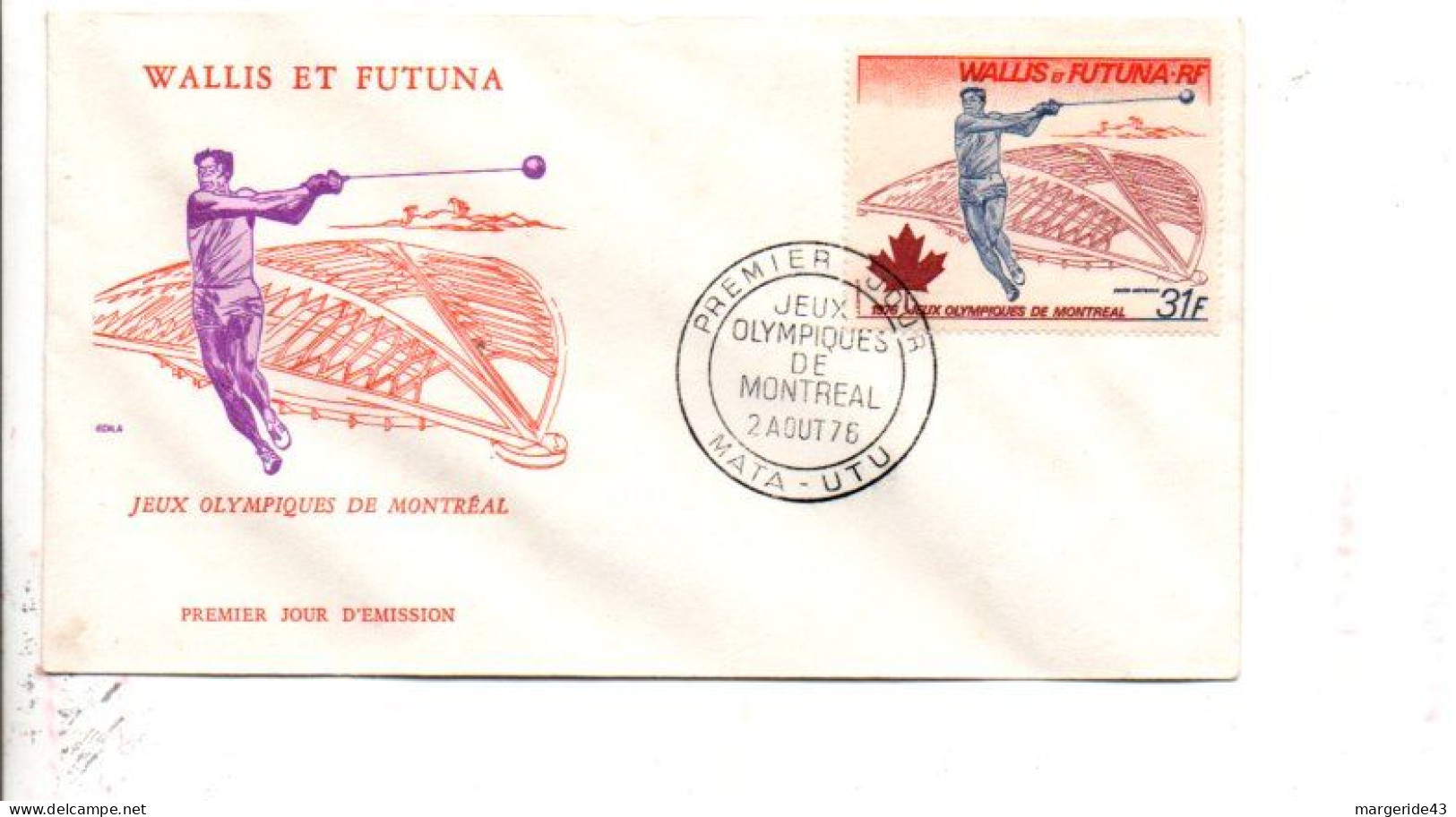 WALLIS ET FUTUNA FDC 1976 J O MONTREAL - LANCER DU POIDS - Estate 1976: Montreal