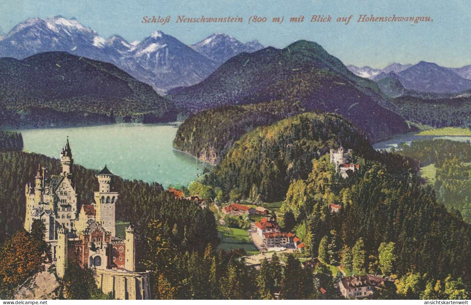 Schloss Neuschwanstein M. Hohenschwangau Gl1920 #136.201 - Châteaux