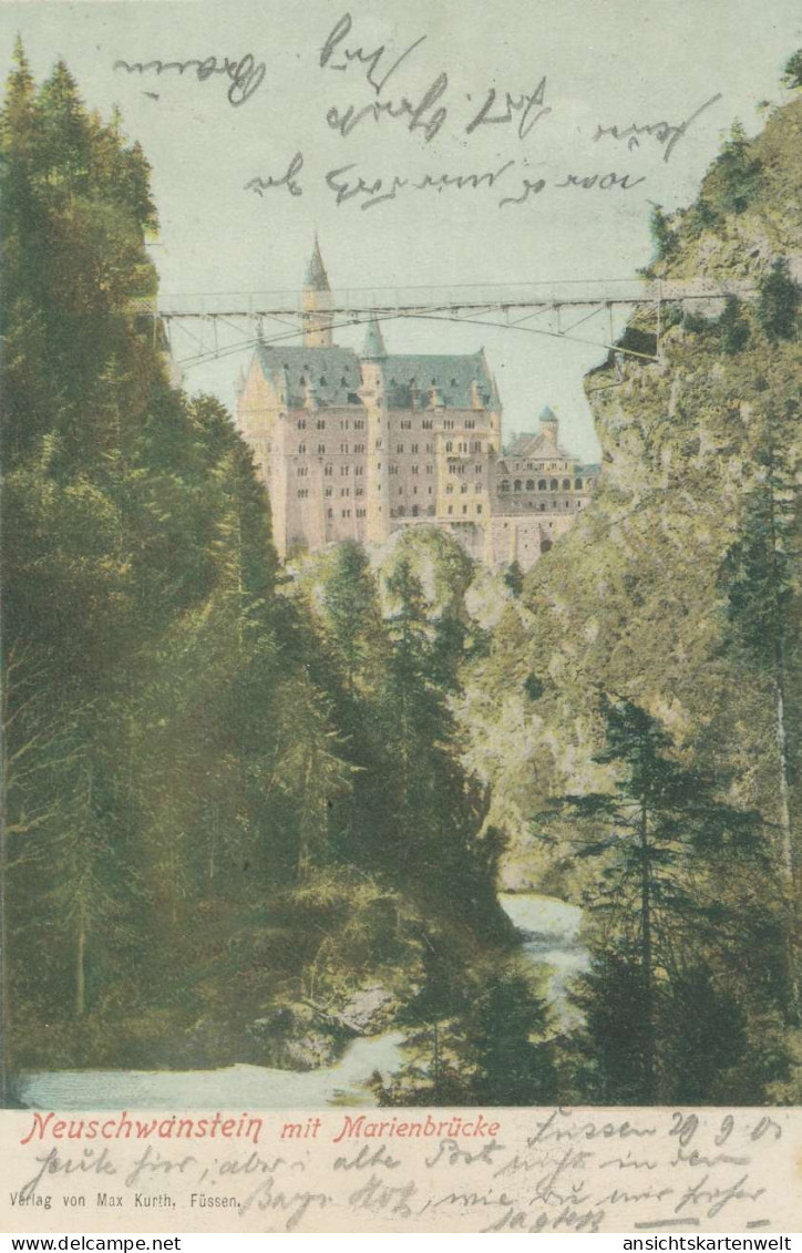 Schloss Neuschwanstein Mit Marienbrücke Gl1901 #136.190 - Châteaux