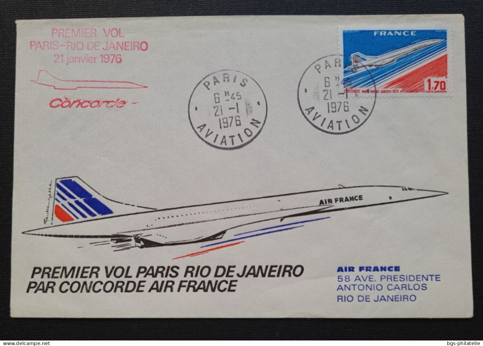 Concorde,  1er Vol PARIS- RIO DE JANEIRO Le 21/1/1976. - Concorde
