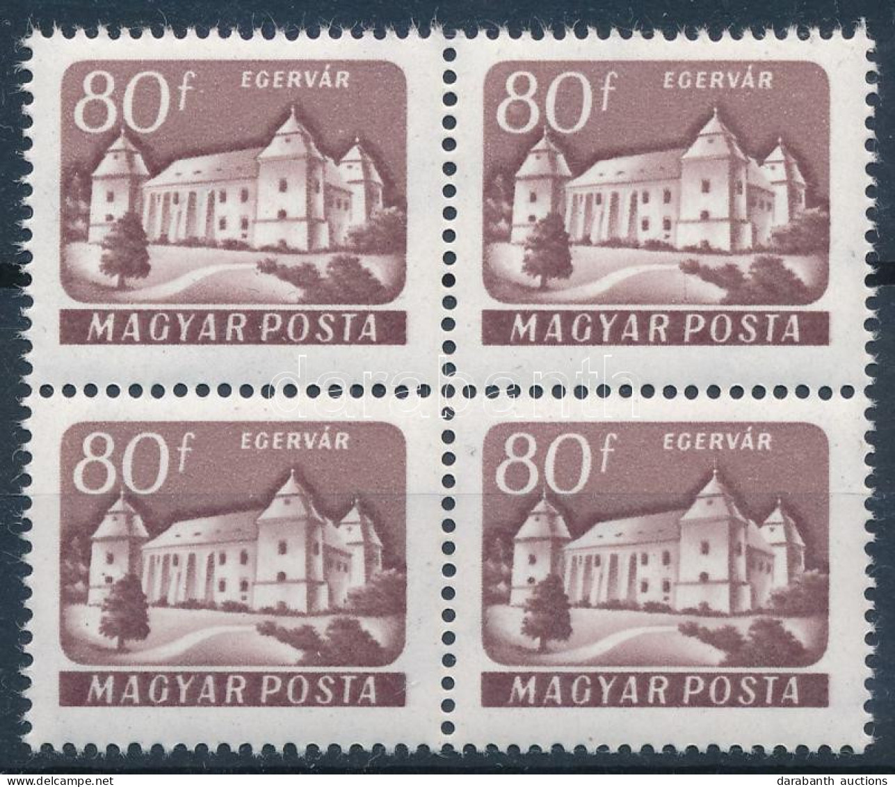 ** 1961 Várak (II.) 80f 4-es Tömbben XIII A Vízjellel (40.000) / Mi 1741 Block Of 4 With XIIII A Watermark - Other & Unclassified