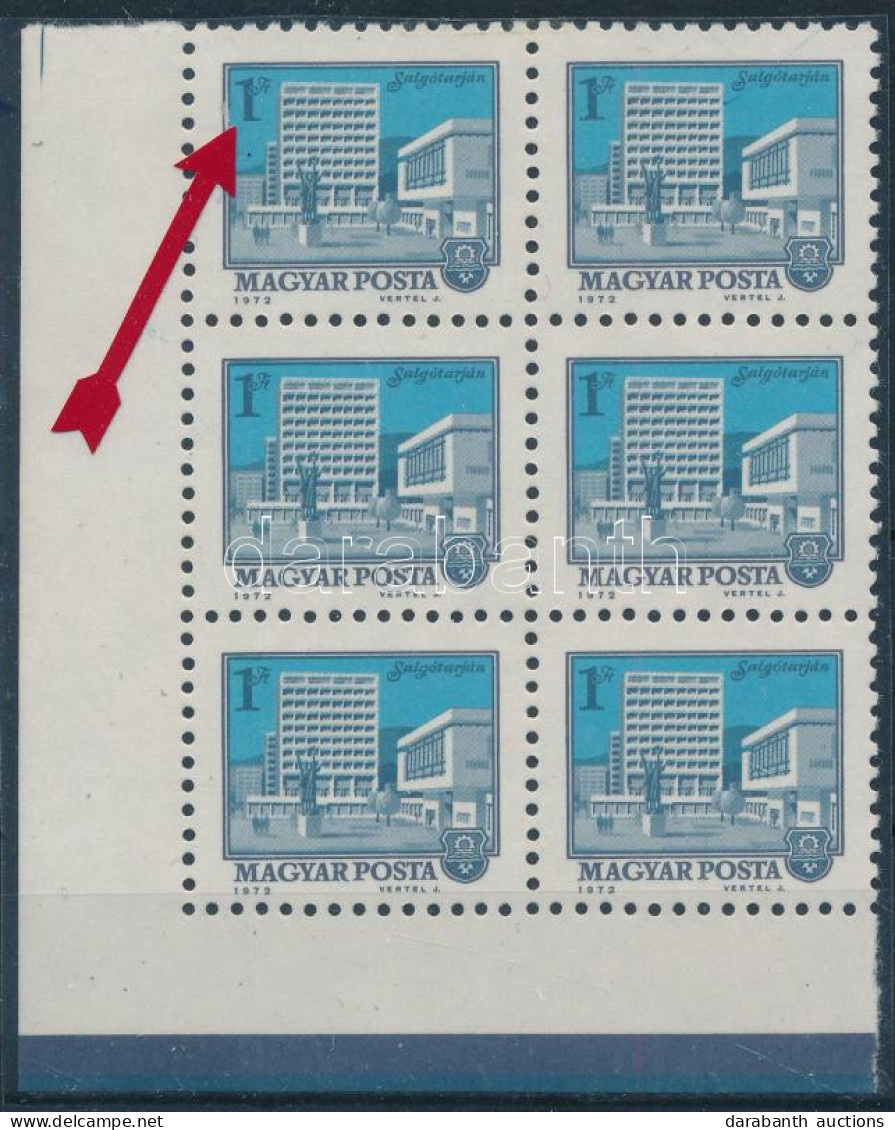 ** 1972 Tájak-városok 1Ft ívsarki Hatostömb Lemezhibával / Mi 2826 Corner Block Of 6 With Plate Variety - Sonstige & Ohne Zuordnung