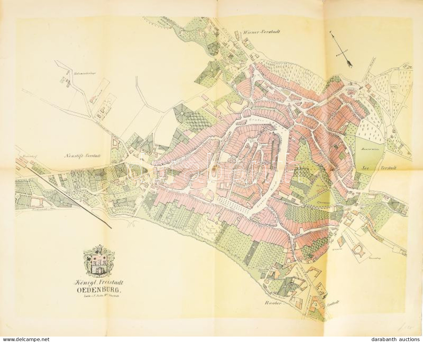 Königl. Freistadt Oedenburg [Sopron Szabad Királyi Város Térképe, 1871.] Lithographiert Von F. Szita. W[iene]r-Neustadt  - Other & Unclassified