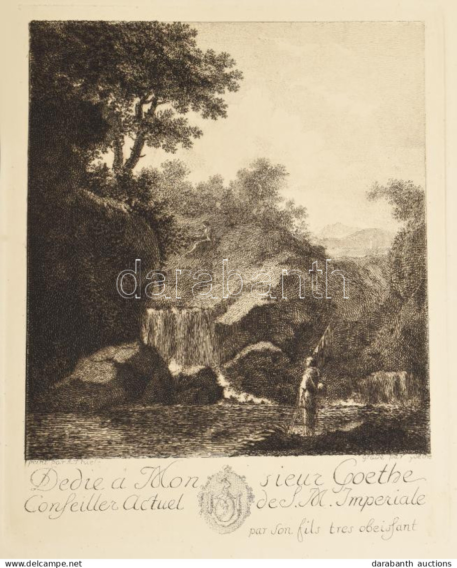 Johann Wolfgang Von Goethe (1749-1832) Metszése, Johann Alexander Thiele (1685-1752) Festménye Után: Romantikus Táj Víze - Autres & Non Classés