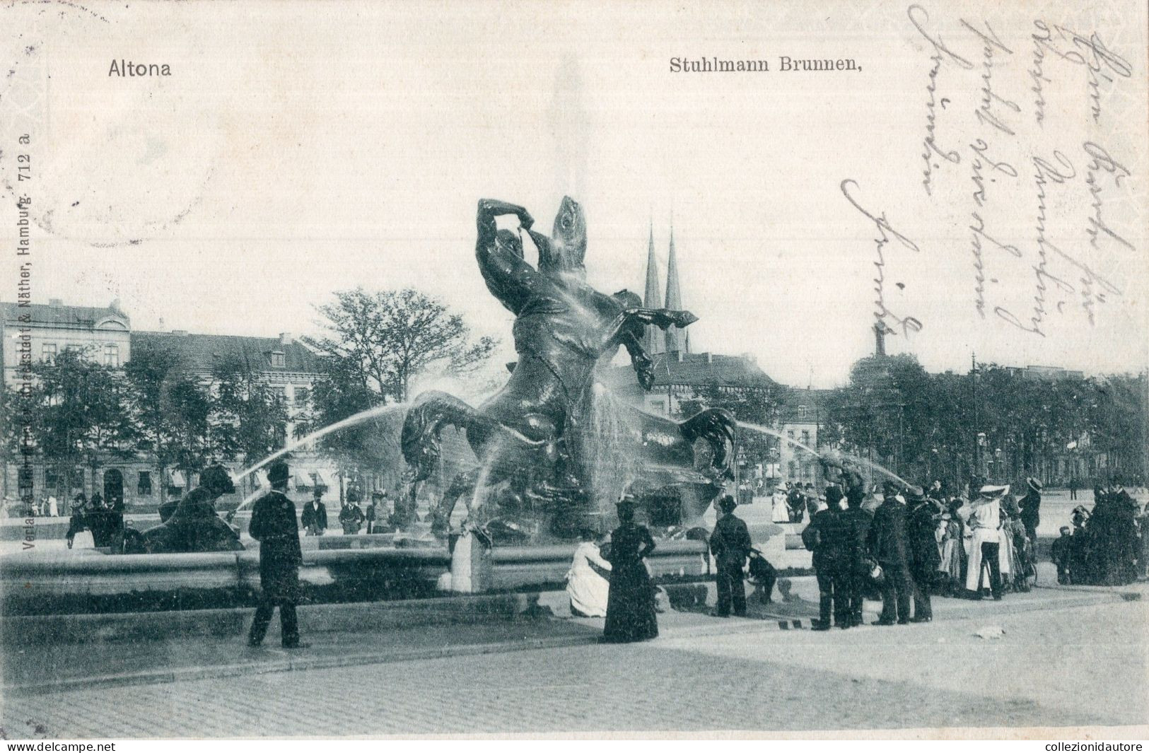 ALTONA - STUHLMANN BRUNNEN - CARTOLINA FP SPEDITA NEL 1900 - Altona