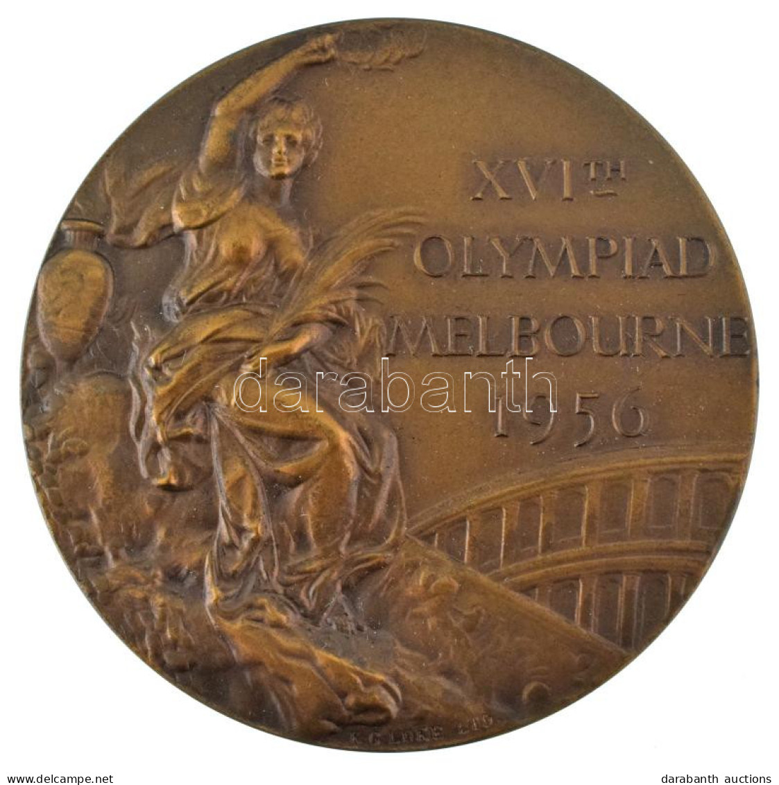 Ausztrália 1956. Olimpiai Bronzérem, Előlapján "K. G. Luke Ltd." Gyártói Jelzéssel, Az éremhez Tartozó Adományozói Okira - Zonder Classificatie