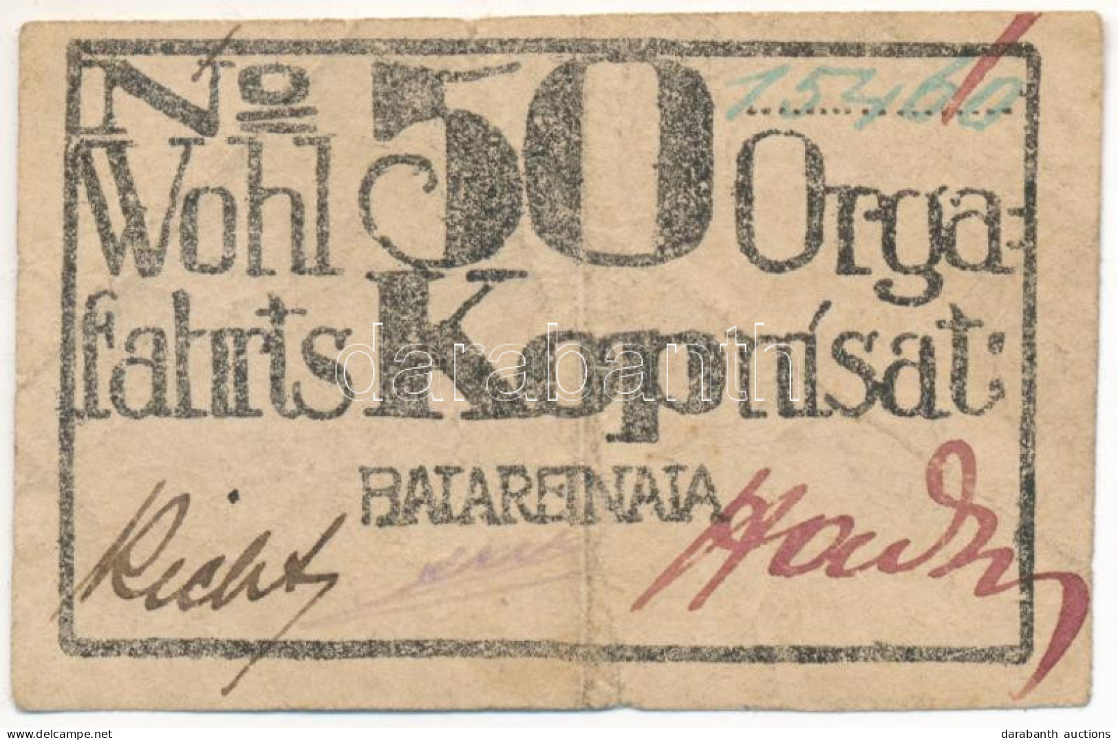 Orosz Birodalom / Baterenaja Hadifogolytábor ~1918. 50k "Batareinaia", No Alatt Két Vonal T:F / Russian Empire / Bateren - Zonder Classificatie