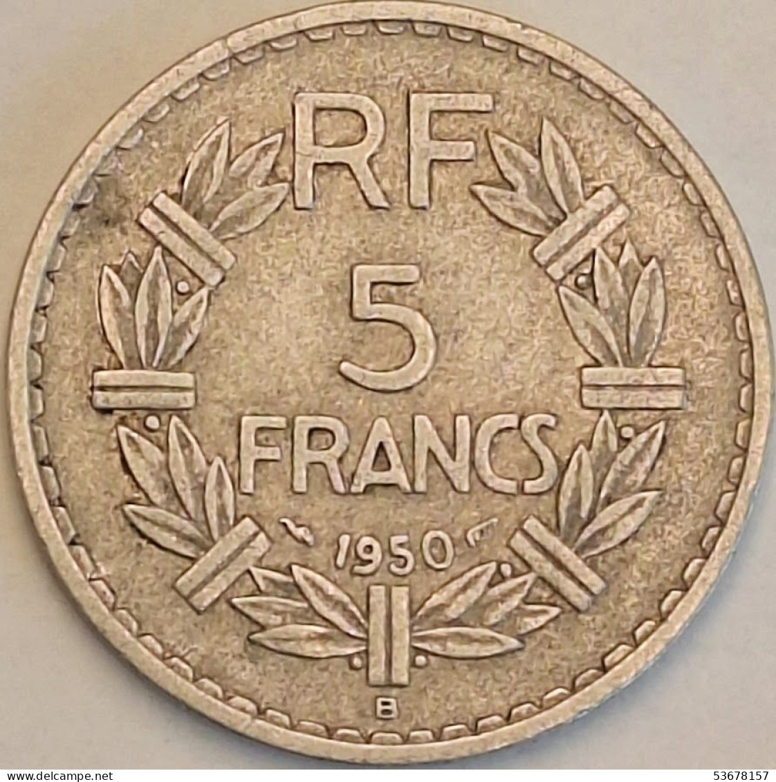 France - 5 Francs 1950 B Closed 9, KM# 888b.2 (#4129) - 5 Francs