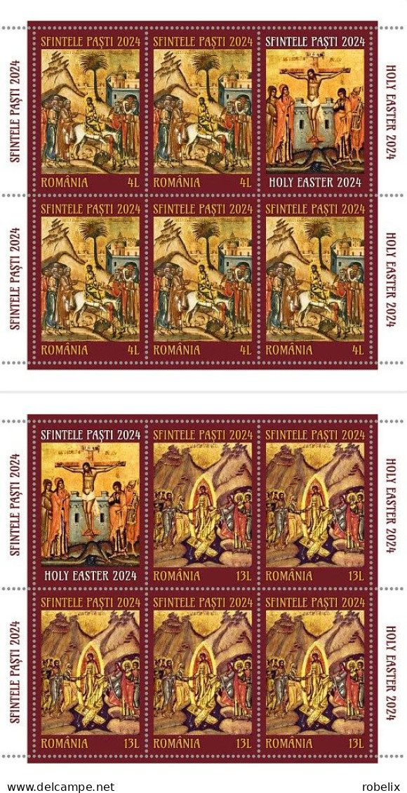 ROMANIA 2024  EASTER - PÂQUES - OSTERN - Minisheet Of 5 Stamps + 1 Label  MNH** - Pasqua