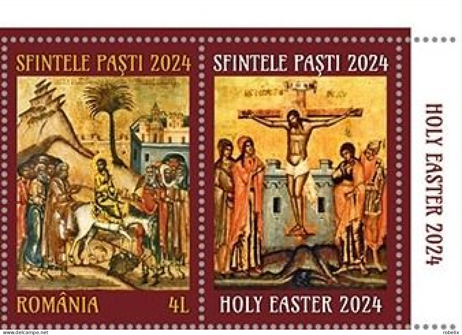 ROMANIA 2024  EASTER - PÂQUES - OSTERN - Set Of 2 Stamps With Labels MNH** - Ostern