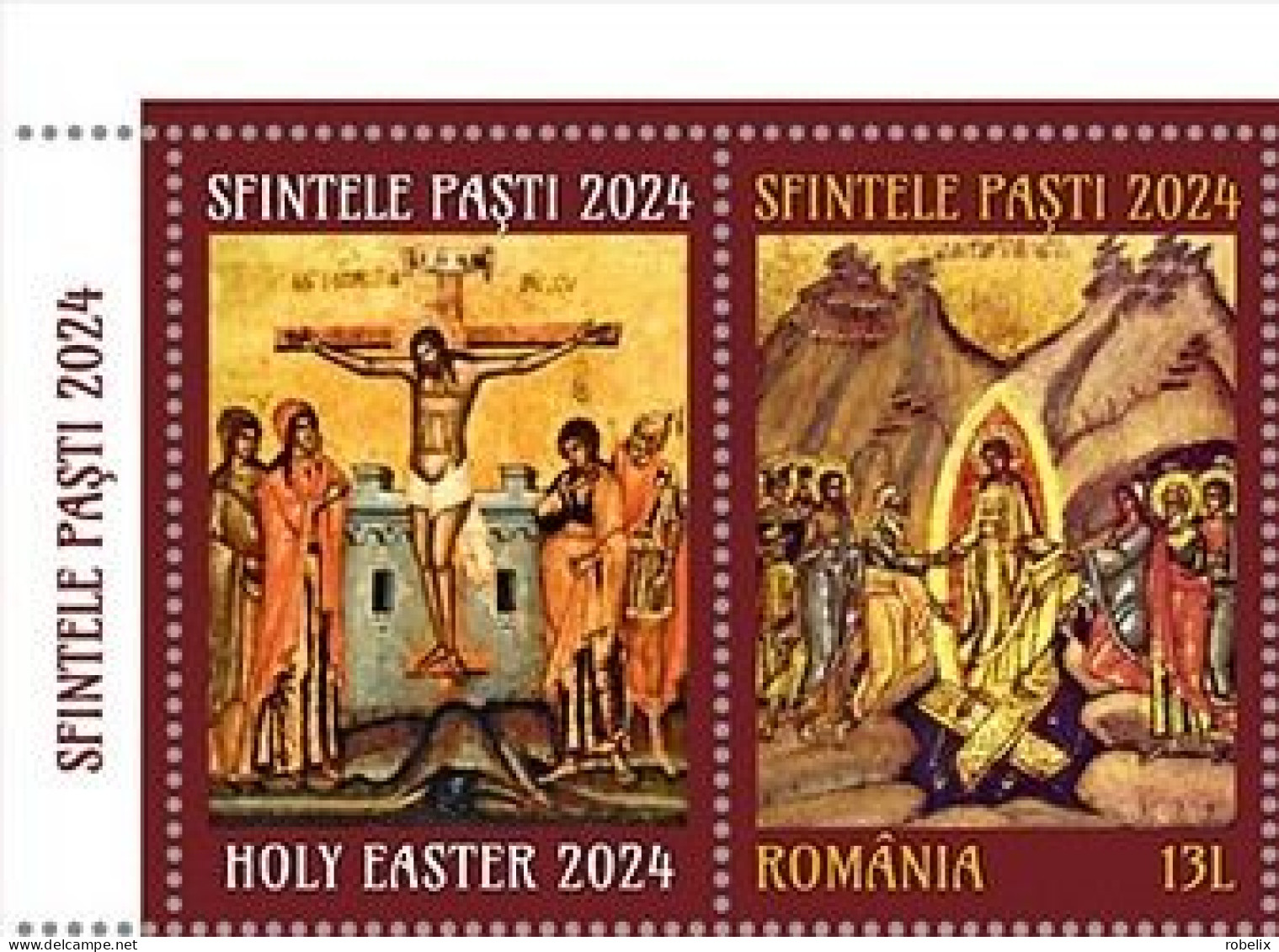 ROMANIA 2024  EASTER - PÂQUES - OSTERN - Set Of 2 Stamps With Labels MNH** - Pasqua