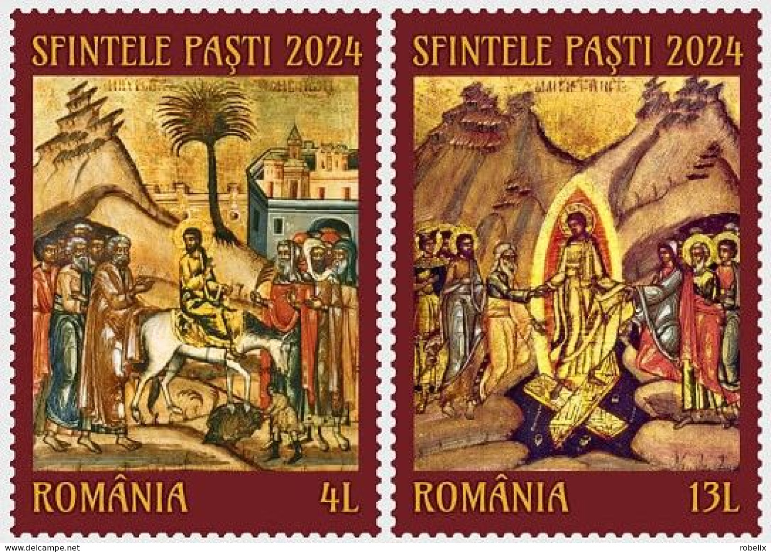 ROMANIA 2024  EASTER - PÂQUES - OSTERN - Set Of 2 Stamps MNH** - Pasqua