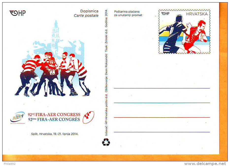 Croatia 2014 Y Postcard Carte Postale Sport  Rugby Organisations FIRA-AER Congress - Croacia