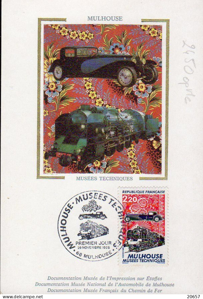 France 2450opm Fdc Train, Automobile Bugatti, Locomotive 5-231 H8 à Vapeur - Otros (Aire)