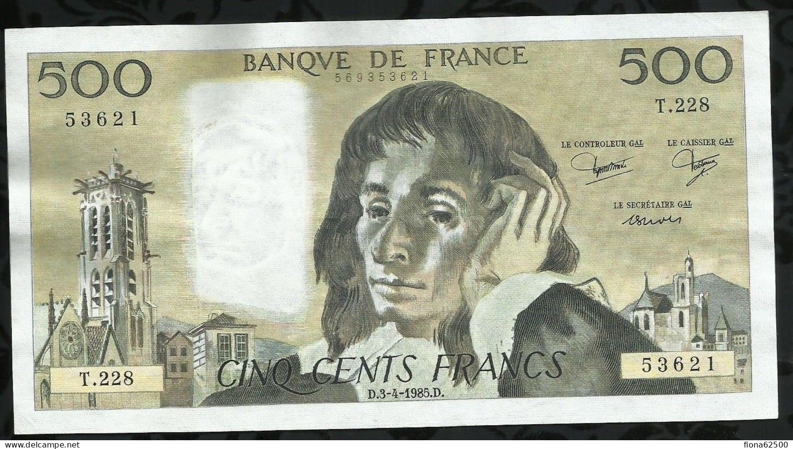 BILLET DE 500 FRANCS PASCAL . 1985 . - 500 F 1968-1993 ''Pascal''