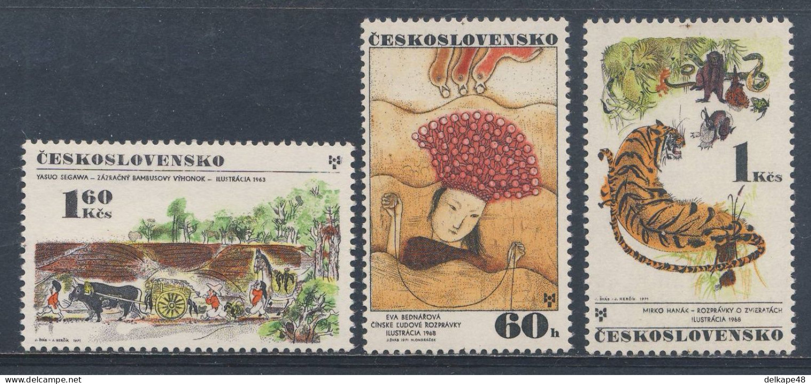 Tschechoslowakei Czechoslovakia 1971 Mi 2029 /31 YT 1867 /9 SG 1976 ** Kinderbuchillusytrationen / Book Illustrations - Fiabe, Racconti Popolari & Leggende