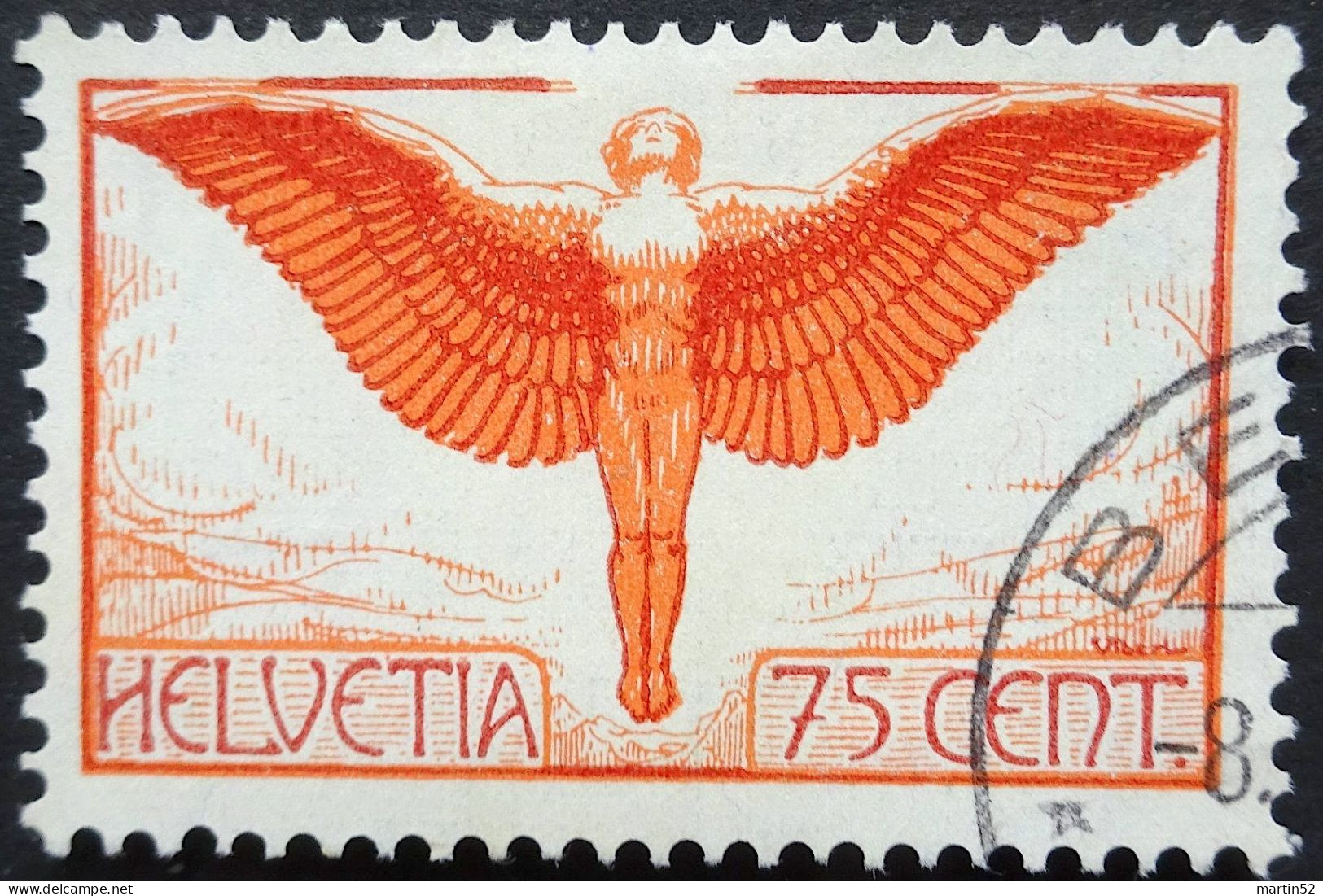 Schweiz Suisse 1936: "Ikarus" Zu Flug 11z Mi 190z Yv PA 11 (grillé) Mit Eck-Stempel Von BERN BERN 8.?.?. (Zu CHF 250.00) - Used Stamps