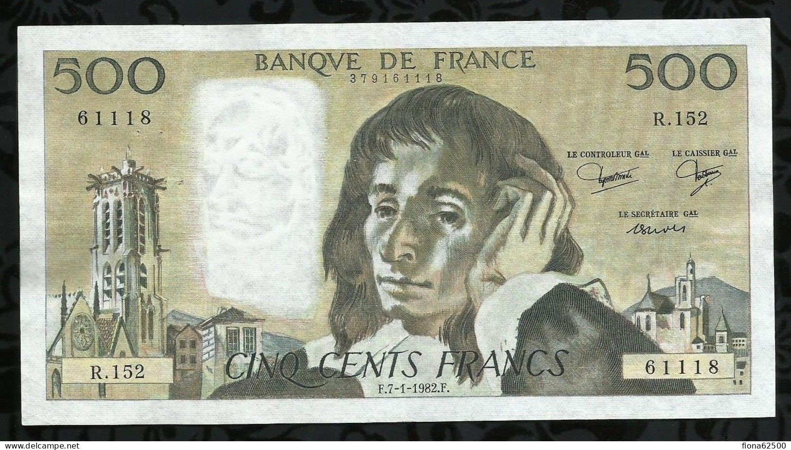 BILLET DE 500 FRANCS PASCAL . 1982 . - 500 F 1968-1993 ''Pascal''