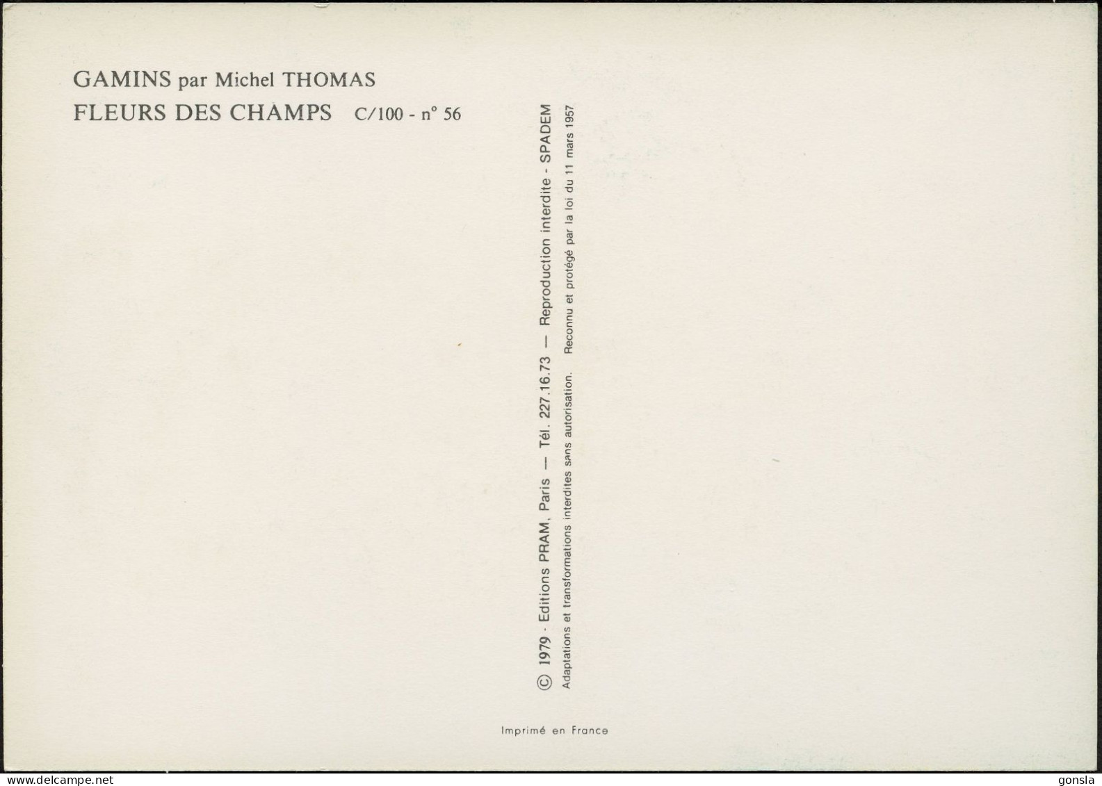 GAMINS 1979 "Michel Thomas" Lot de 4 cartes postales