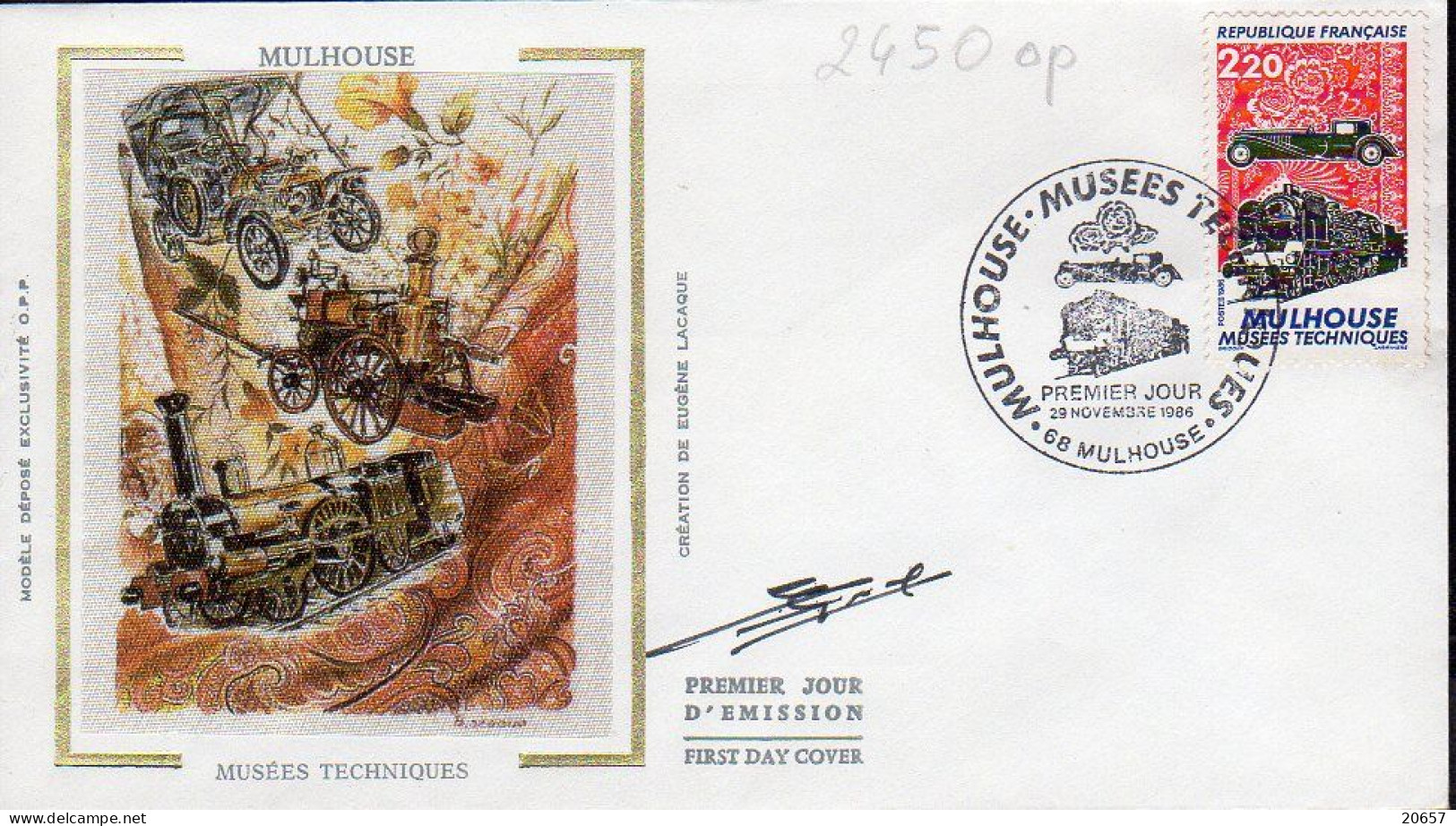 France 2450opc Fdc Véhicule De Pompiers, Bugatti, Locomotive 5-231 H8 à Vapeur - Firemen