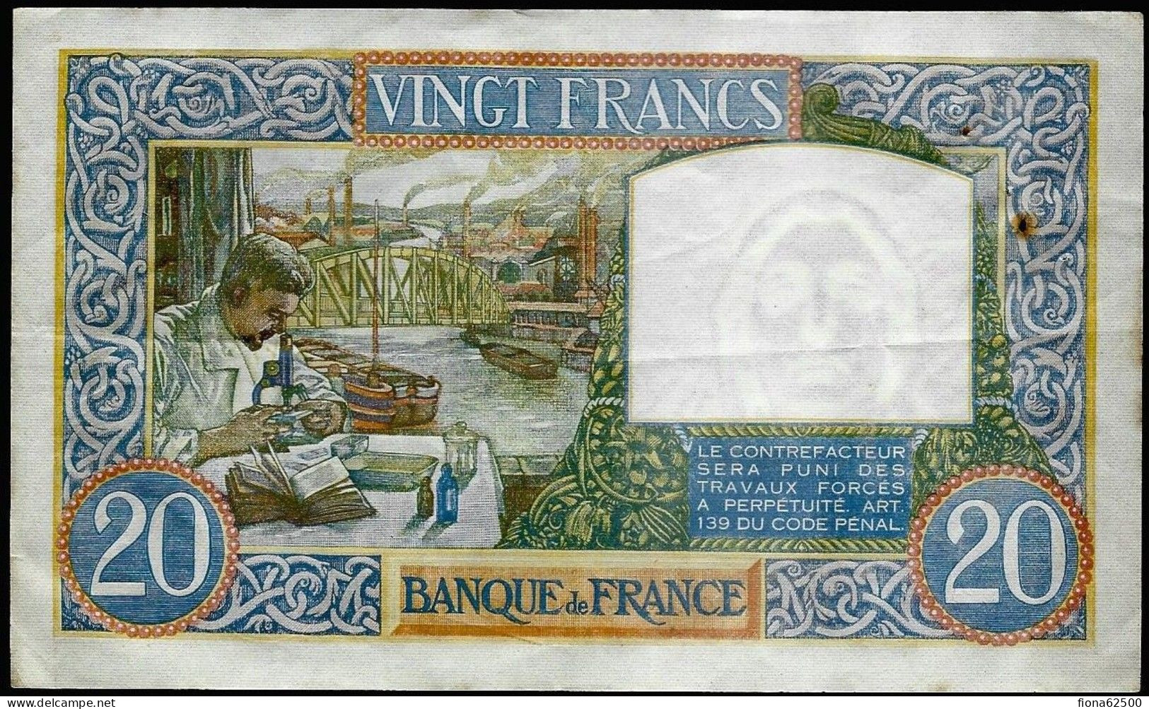 BILLET DE 20 FRANCS SCIENCES ET TRAVAIL . 18.9.1941 - 20 F 1939-1942 ''Science Et Travail''