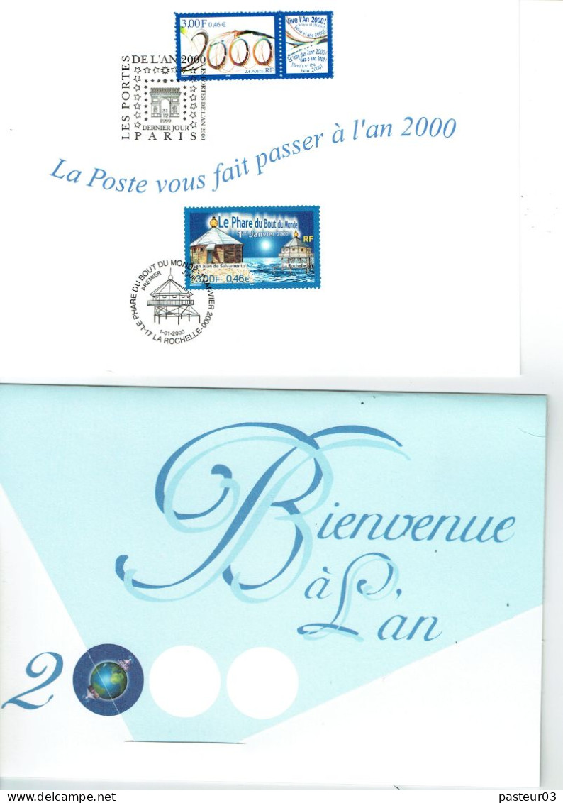 3291 Vive L'An 2000 + 3294 Le Phare Du Bout Du Monde Dans Joli Encart Passage à L'An 2000 - 2000-2009