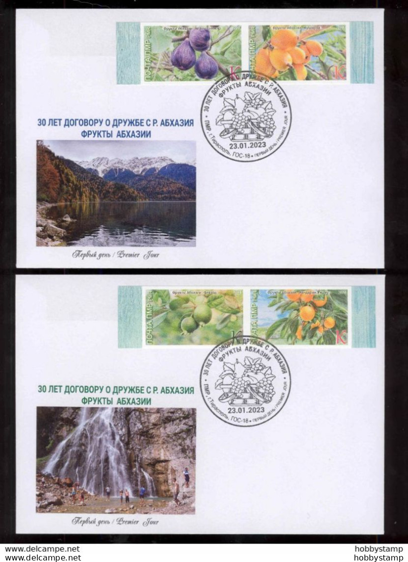 Label Transnistria 2023 Fruits Of Abkhazia 3 FDCs Imperforated - Vignettes De Fantaisie