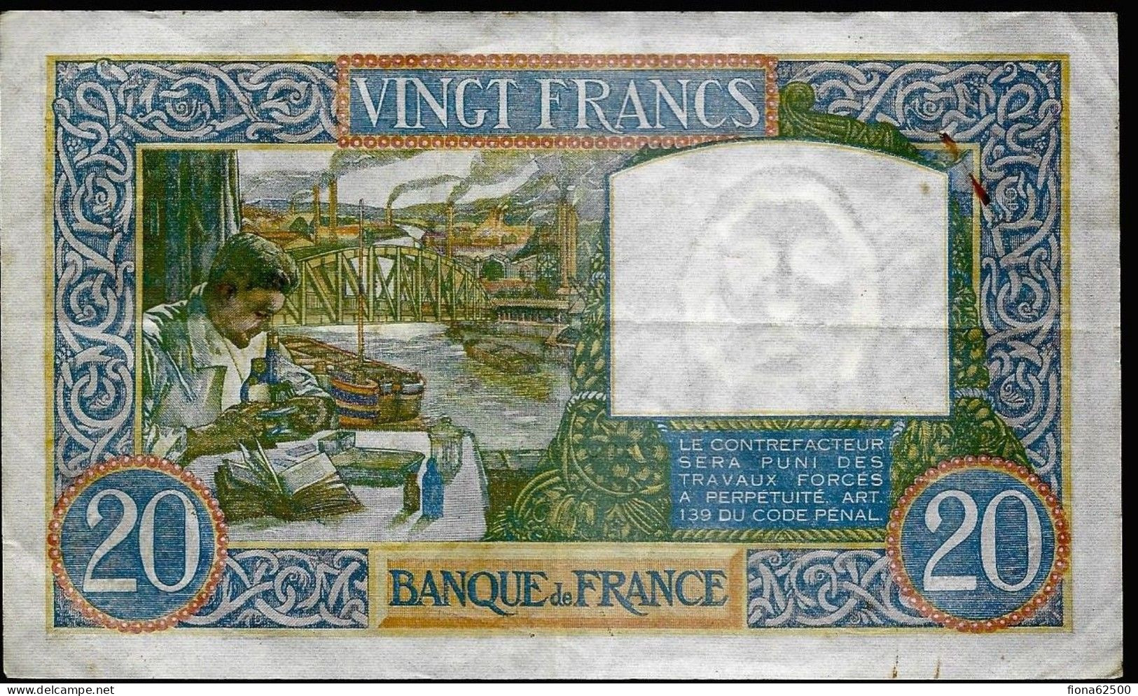 20 FRANCS SCIENCES ET TRAVAIL . 20.2.1941 - 20 F 1939-1942 ''Science Et Travail''