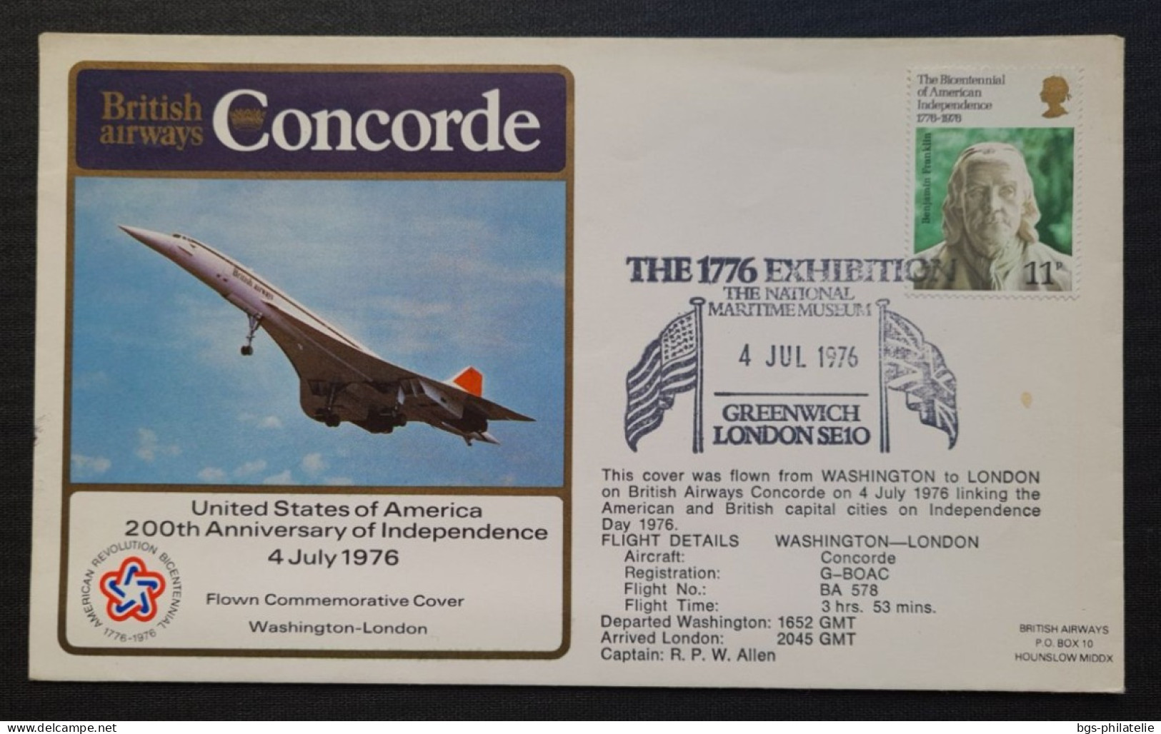 Concorde,  200eme Anniversaire De L'indépendance Le 4 /7/1976. - Concorde