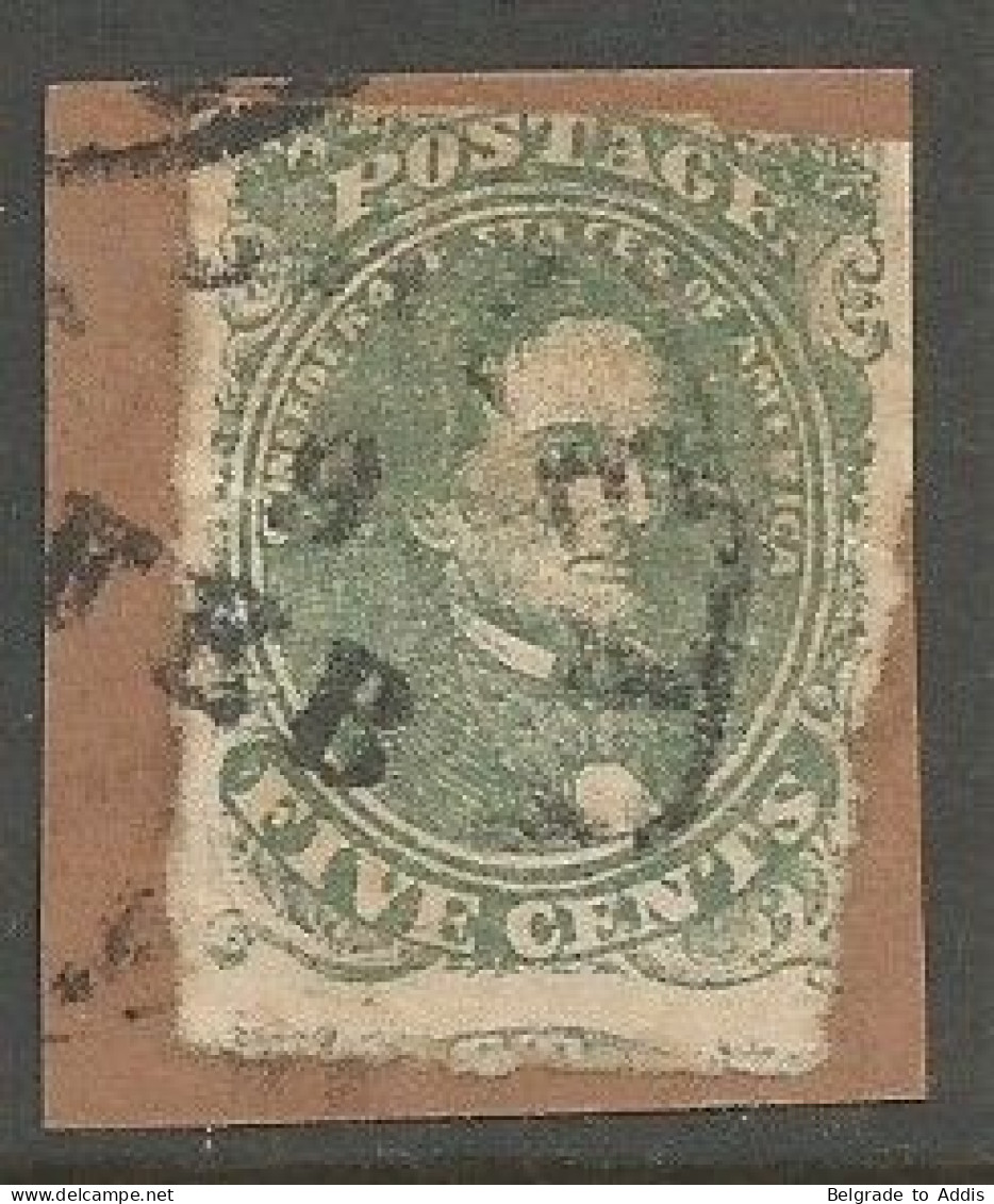 USA Confederate States General Issue Scott #1 Used On Piece 1861 Jefferson Davis - 1861-65 Stati Confederati