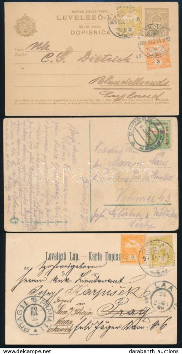 1900-1917 18 Db Külföldre Küldött Nyomtatvány, Levelezőlap, Levél, Mind Más Bérmentesítéssel, Köztük Díjjegyesek, Ajánlo - Autres & Non Classés
