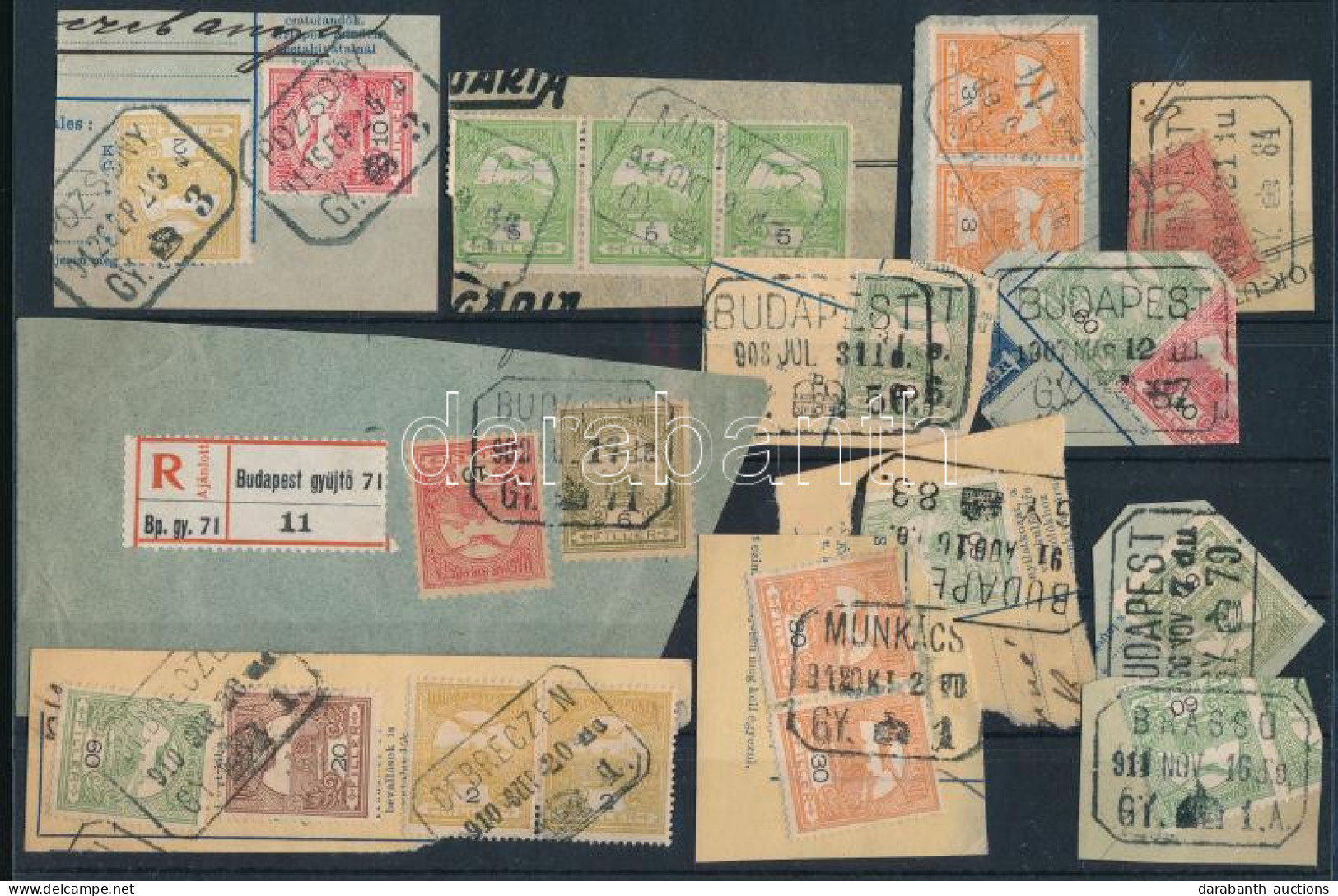 12 Db Kivágás Postaügynökségi Bélyegzésekkel / Postal Agency Postmarks - Andere & Zonder Classificatie