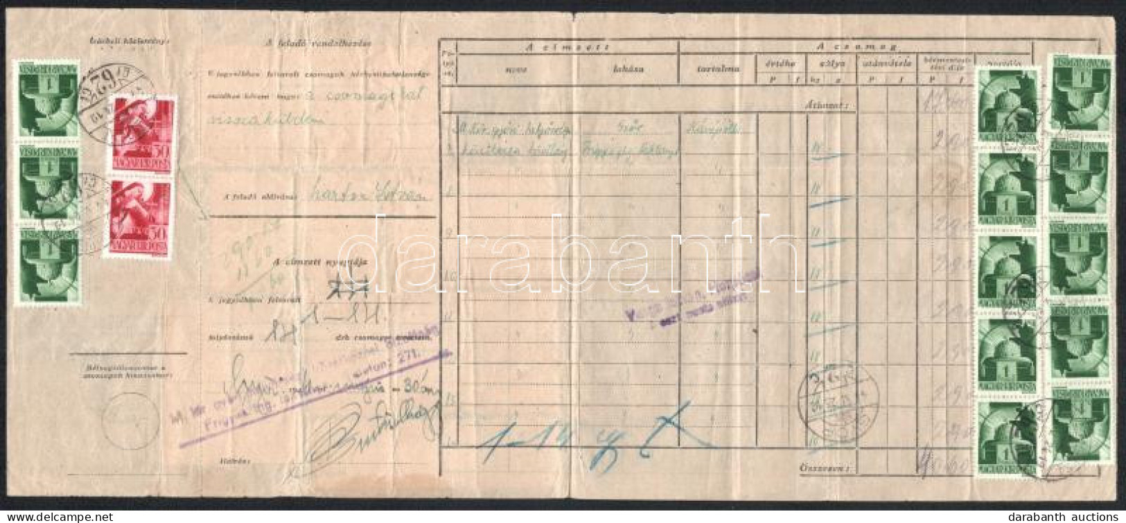 1931-1944 13 Db Szállítójegyzék (sommás Szállítólevél) Mind Más Bérmentesítéssel, Közte Fekbér Portózott, Nagy Madonna B - Sonstige & Ohne Zuordnung