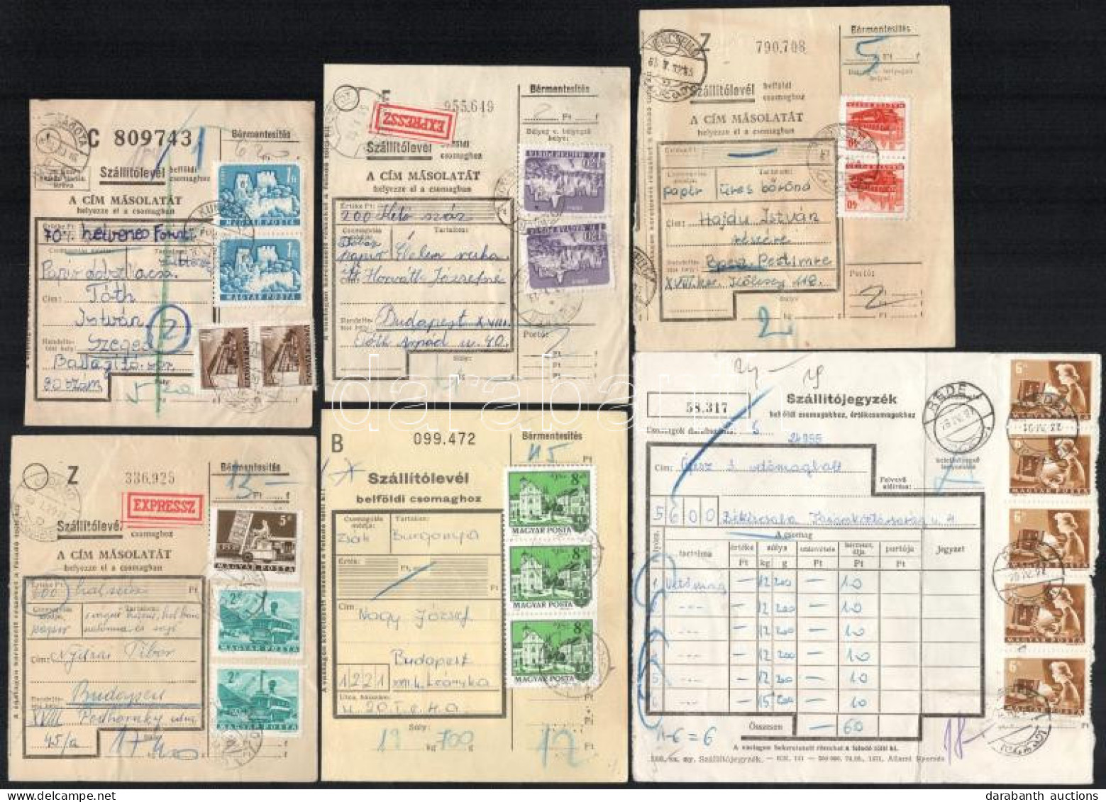 1961-1976 33 Db Válogatott Szállítólevél: 17 Db Normál és 16 Db Sommás, Közte Többes-, Színes- és Vegyes Bérmentesítések - Altri & Non Classificati