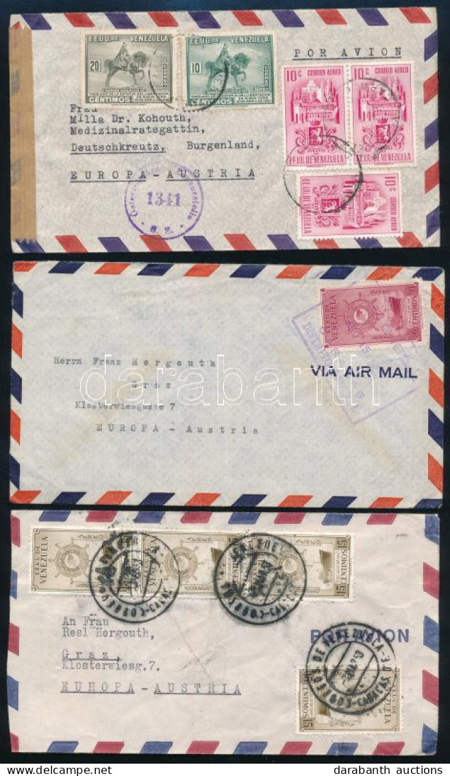 Venezuela 1950-es évek 54 Db Légi Levél, Közte Pár Előlap Ausztriába / 54 Airmail Covers (with A Few Cover Fronts) To Au - Autres & Non Classés