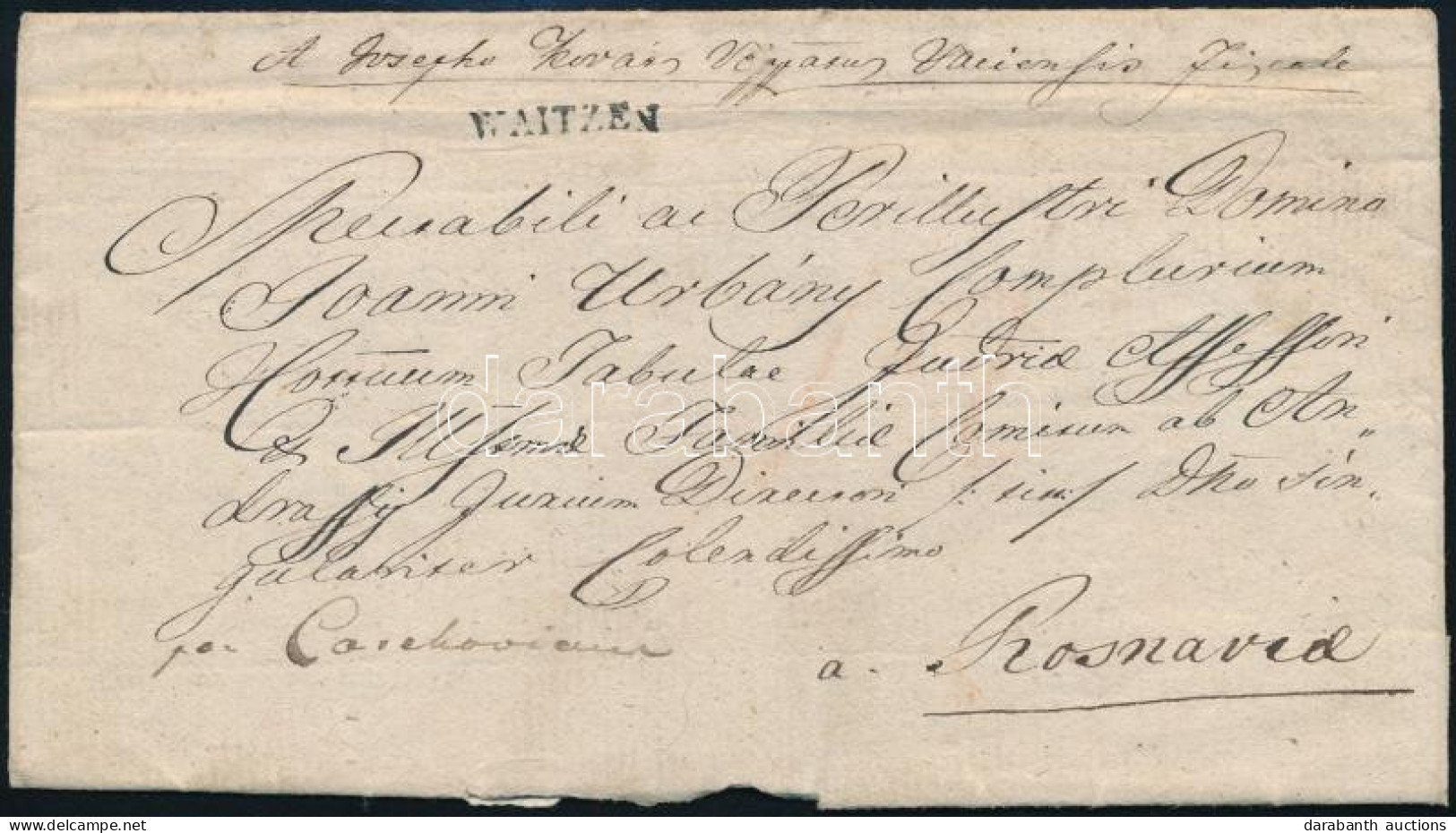 ~1828 Portós Levél / Unpaid Cover "WAITZEN" - Rozsnyó (Rompes 50 P) - Otros & Sin Clasificación