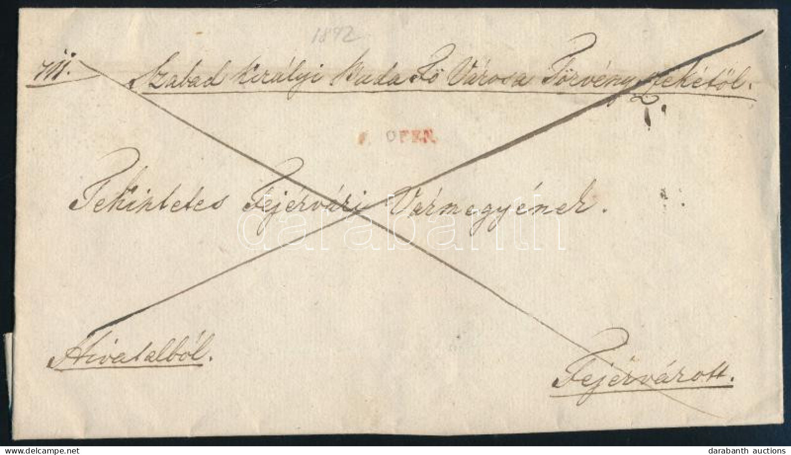 1842 Franco Cover, Piros / Red "OFEN" - Fehérvár - Other & Unclassified