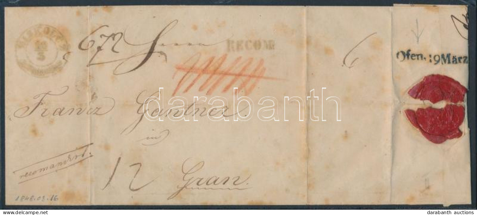 1848 Ajánlott Levéldarab / Registered Cover Piece "Ofen" - Gran - Other & Unclassified