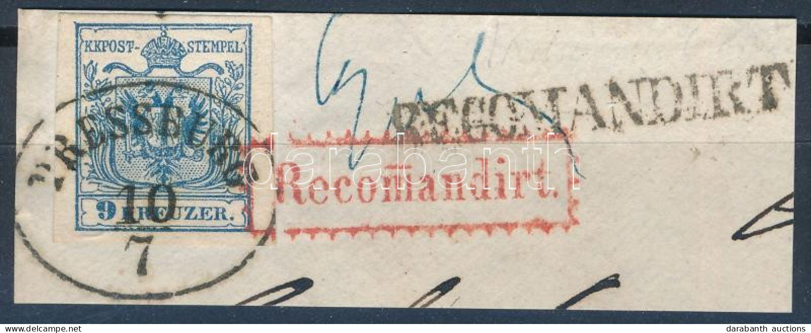 1850 9kr HP IIIa. Kivágáson Külföldre Küldött Levélből / On Cutting. "PRESSBURG" + 2 Különböző / 2 Different "RECOMANDIR - Autres & Non Classés