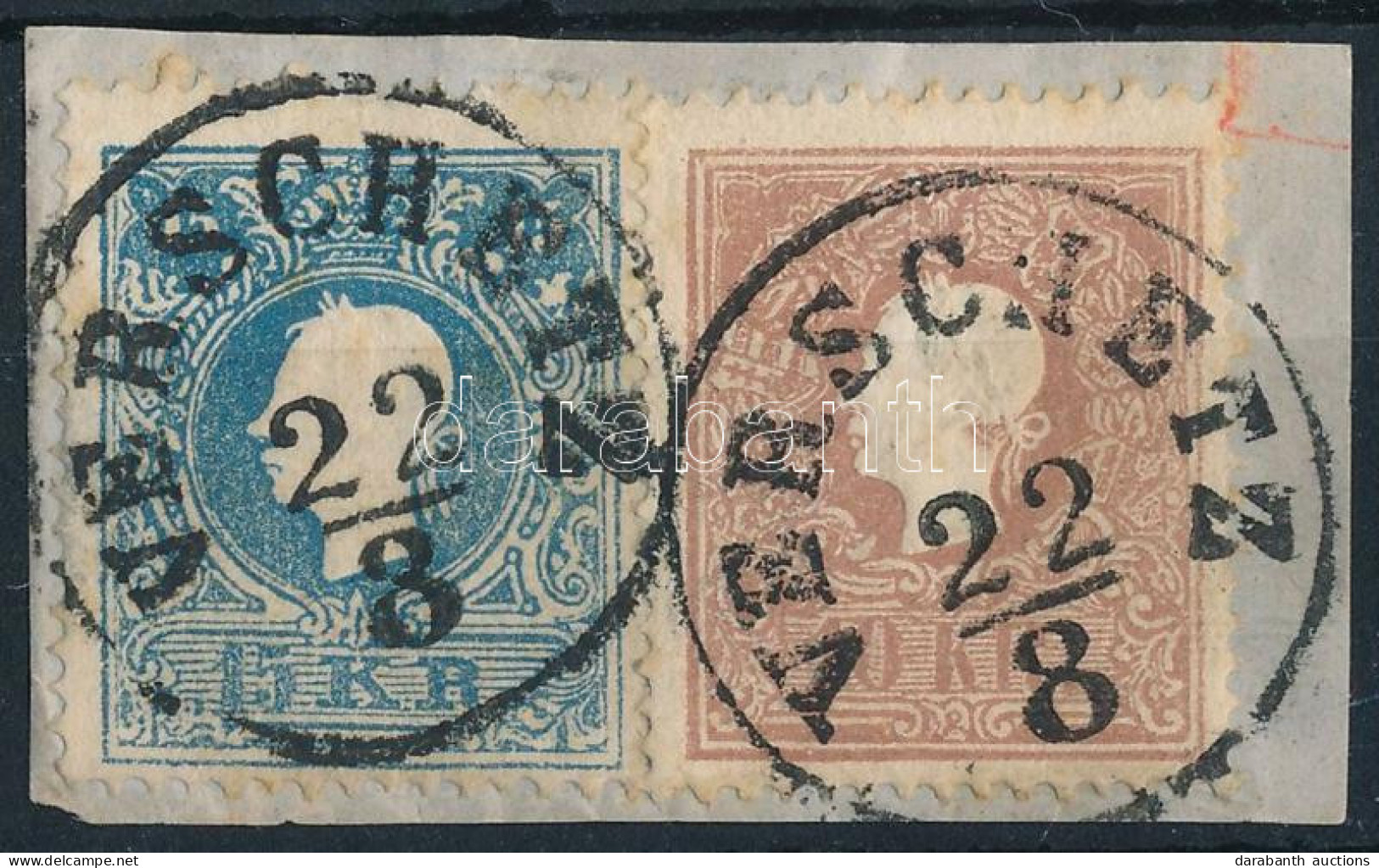 1858 10kr Festékfoltok + 15kr, Mindkettő II. Típus Kivágáson / 10kr Paint Spots + 15kr, Both Type II. On Cutting "VERSCH - Sonstige & Ohne Zuordnung