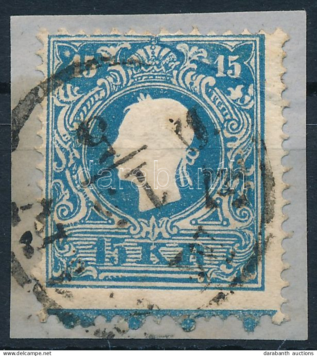 1858 15kr II. Erős Elfogazás, Lemezhiba, Alul Andráskereszt Végződés / With Shifted Perforation, Plate Flaw And St. Andr - Other & Unclassified