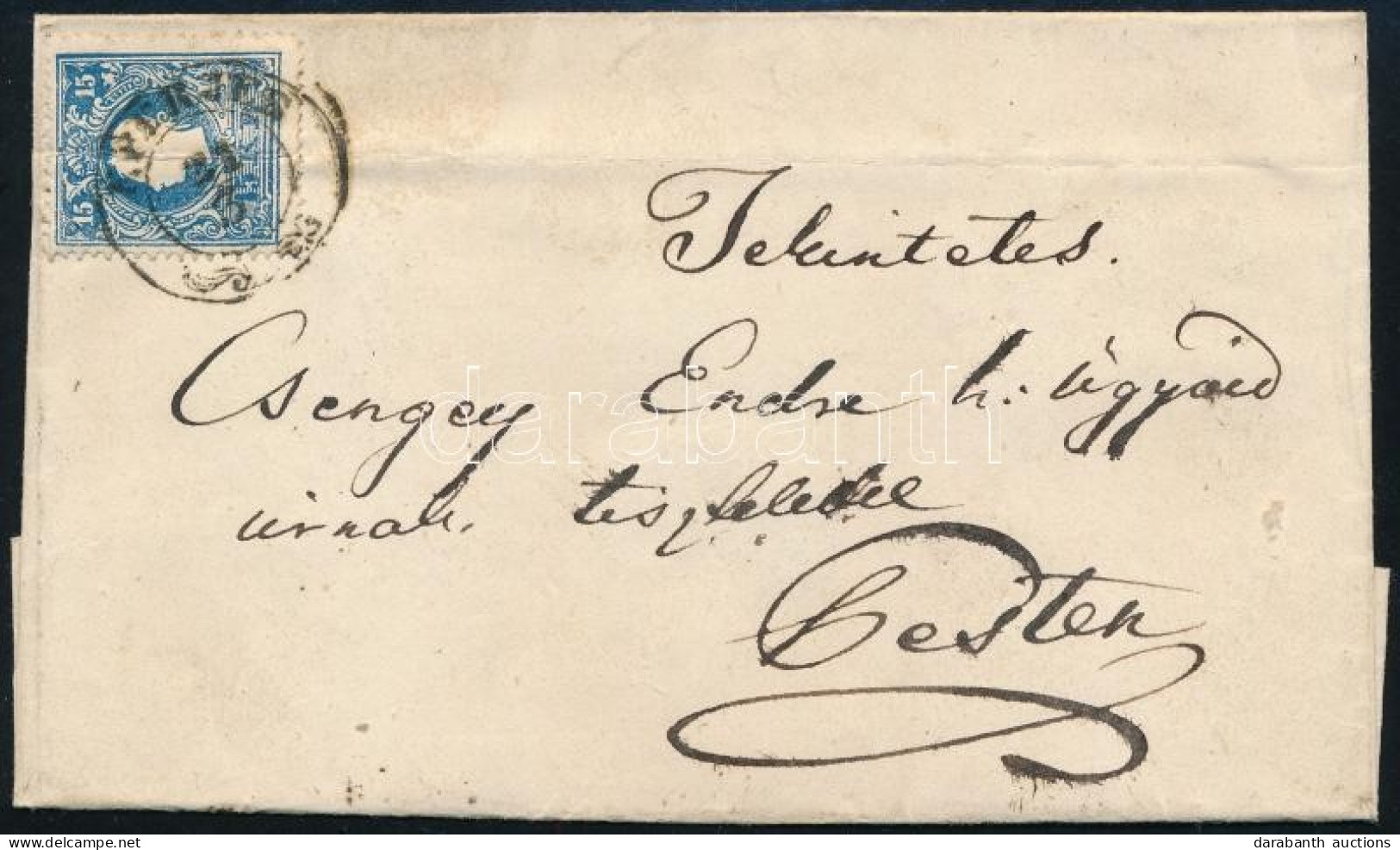 Ca. 1858 15kr Lemezhibával Levélen / With Plate Flaw On Cover "EPERJES" - Pest - Altri & Non Classificati