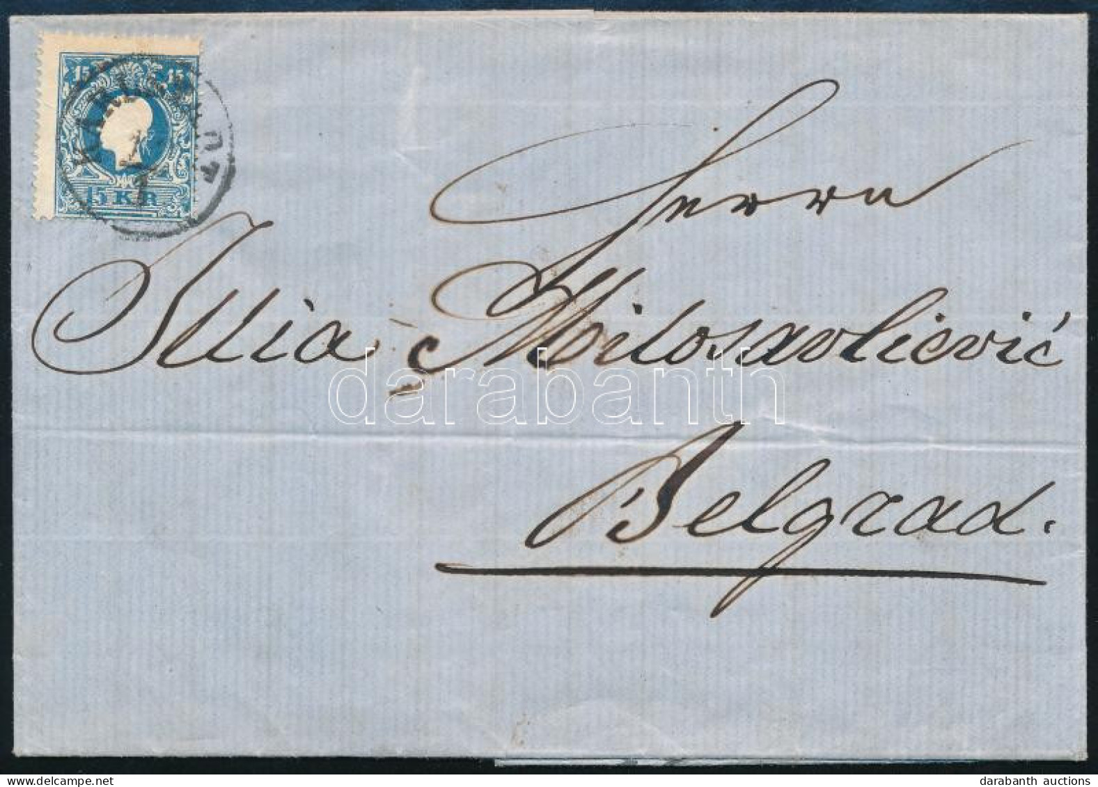 ~1858 15kr II. Levélen / On Cover "KARLSTADT" - Belgrad - Sonstige & Ohne Zuordnung