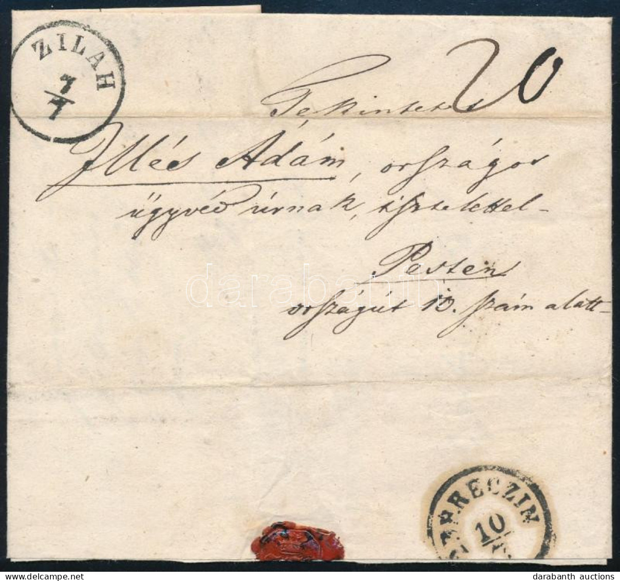 1860 Portós Levél / Unpaid Cover "ZILAH" - Other & Unclassified