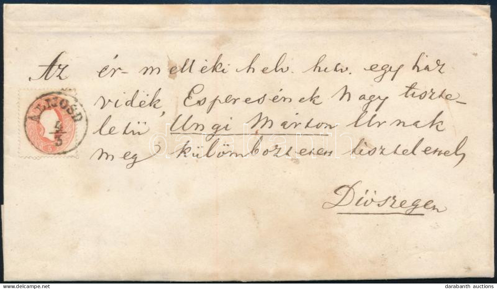 ~1861 5kr Levélen / On Cover "ÁLMOSD" - Diószeg - Altri & Non Classificati