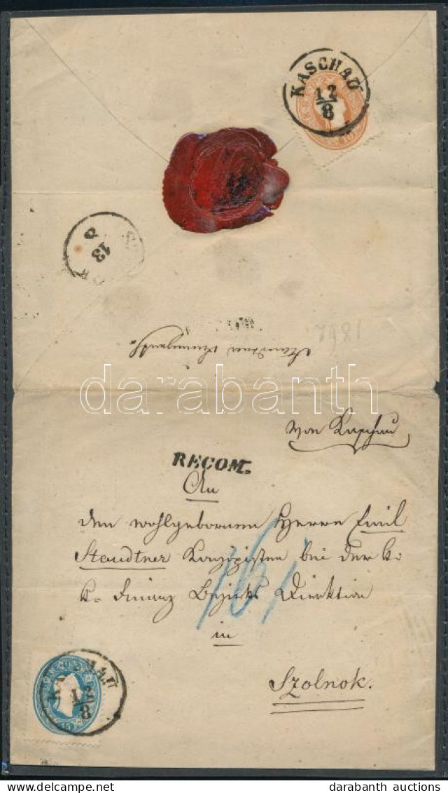 1862 10kr + 15kr Ajánlott Levélen Tartalommal / On Registered Cover With Content "KASCHAU" - Szolnok - Other & Unclassified