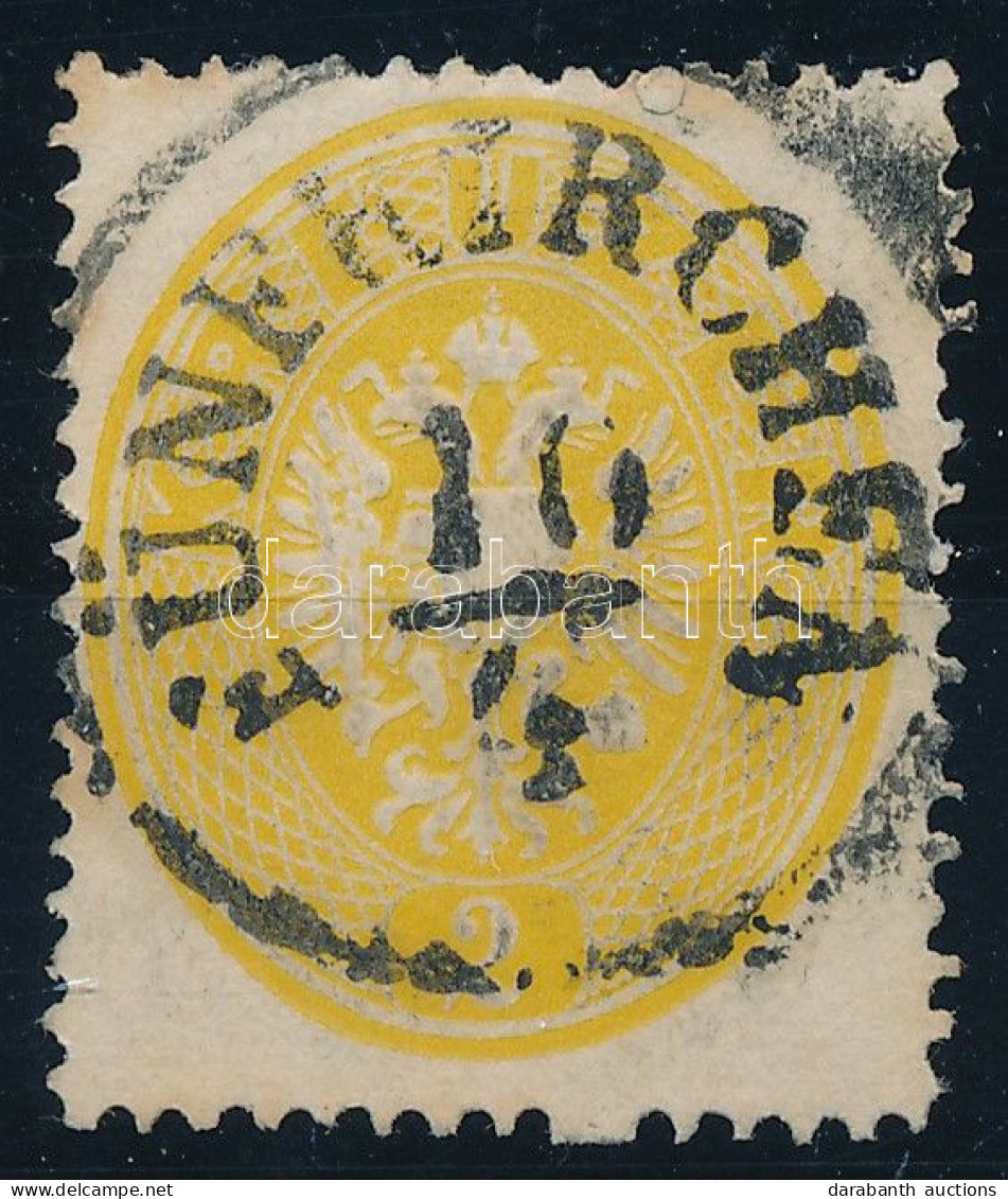 O 1863 2kr élénk Sárga, Kimaradt Foglyuk / Bright Yellow, Perforation Error, Luxus / Luxury "FÜNKIRCHEN" - Autres & Non Classés