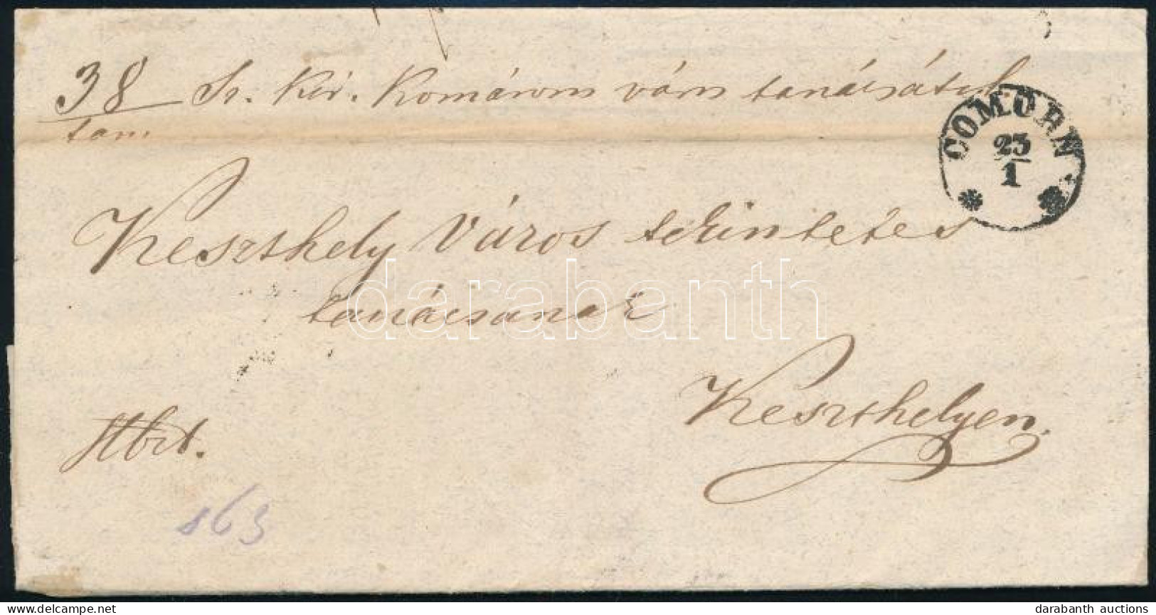 1863 Hivatalos Levél / Official Cover "COMORN" - "KESZTHELY" - Other & Unclassified